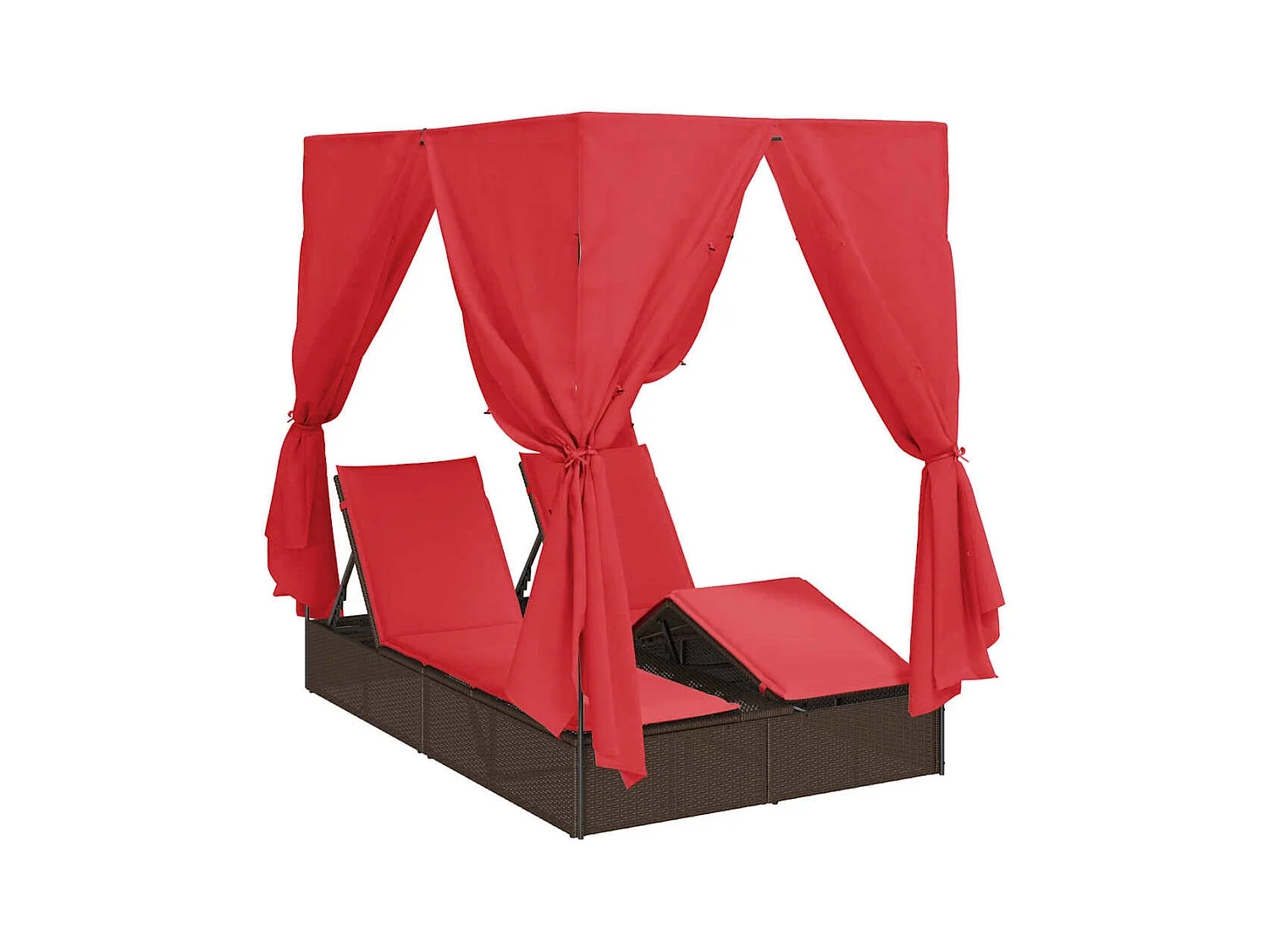 Lettino doppi con Tetto Marrone 205 x 129 x 200 cm Rattan PE