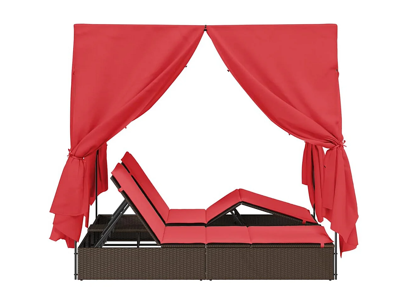 Lettino doppi con Tetto Marrone 205 x 129 x 200 cm Rattan PE