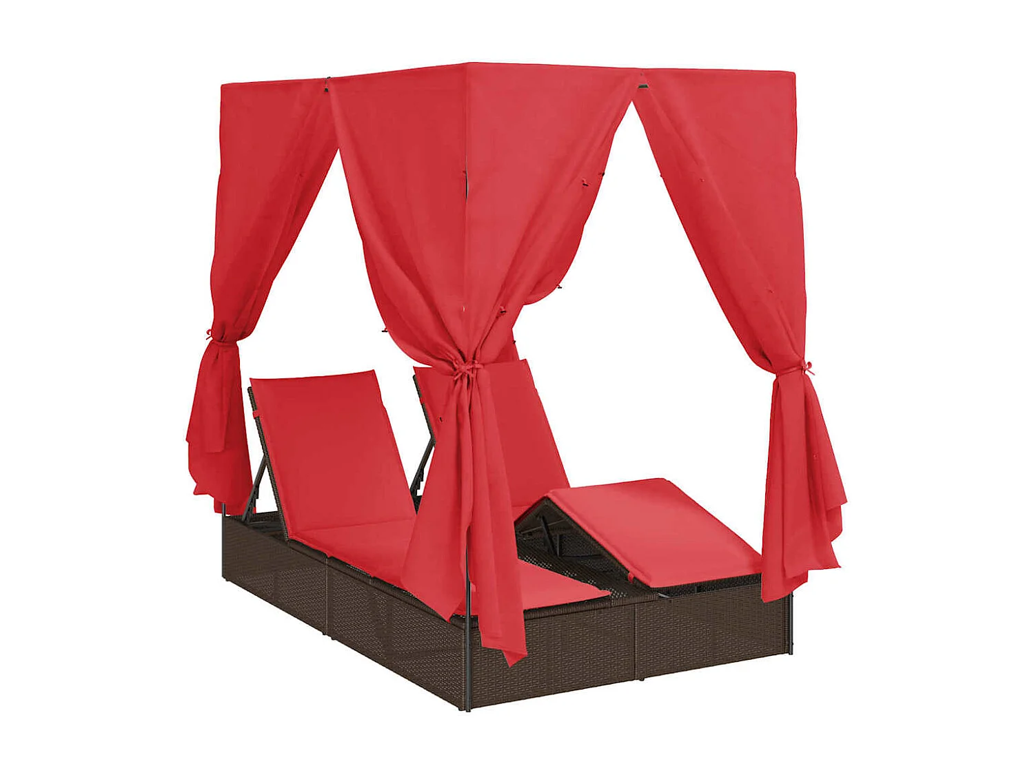 Transat double avec toit Marron 205 x 129 x 200 cm Rattan PE