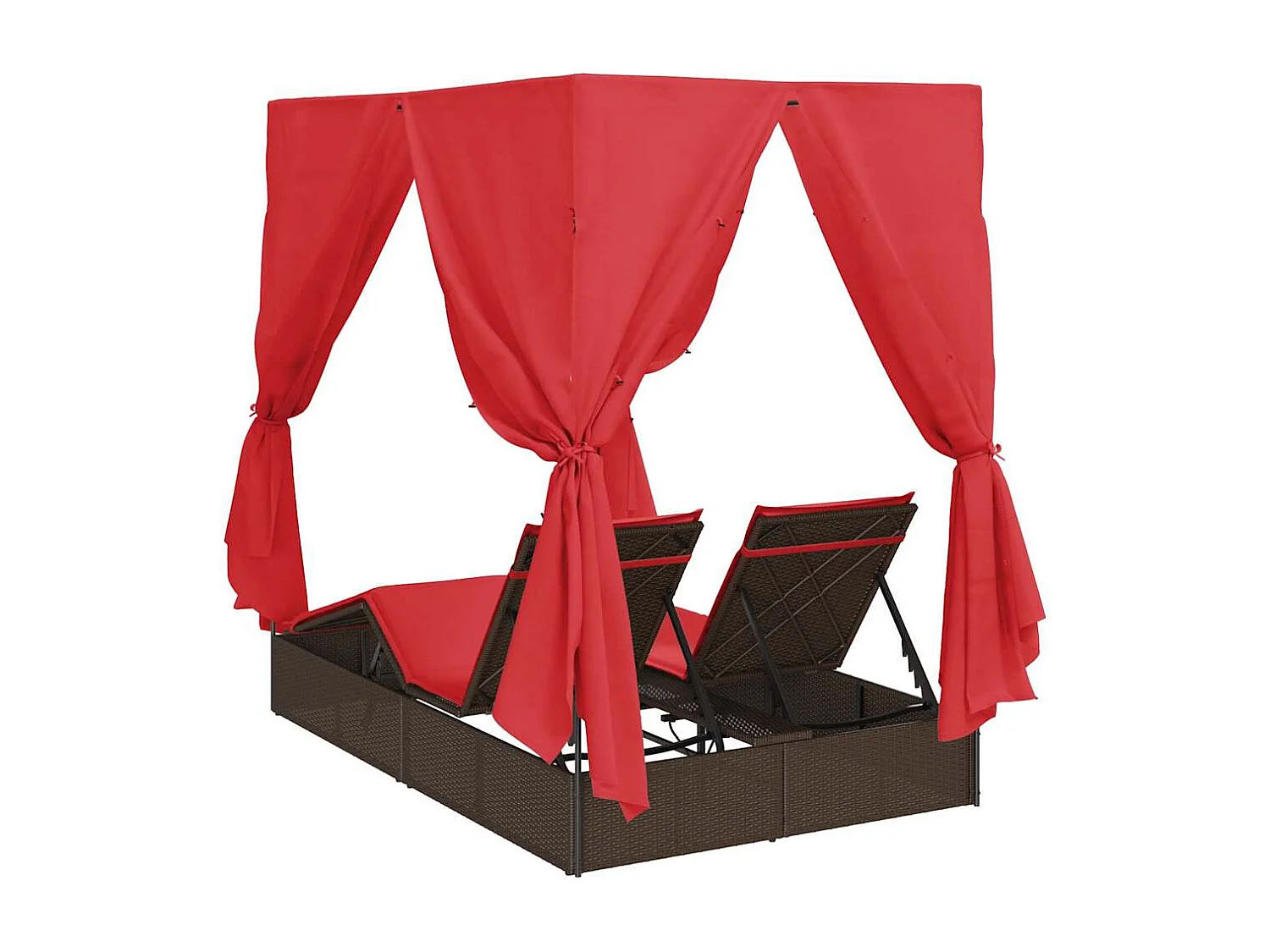 Transat double avec toit Marron 205 x 129 x 200 cm Rattan PE