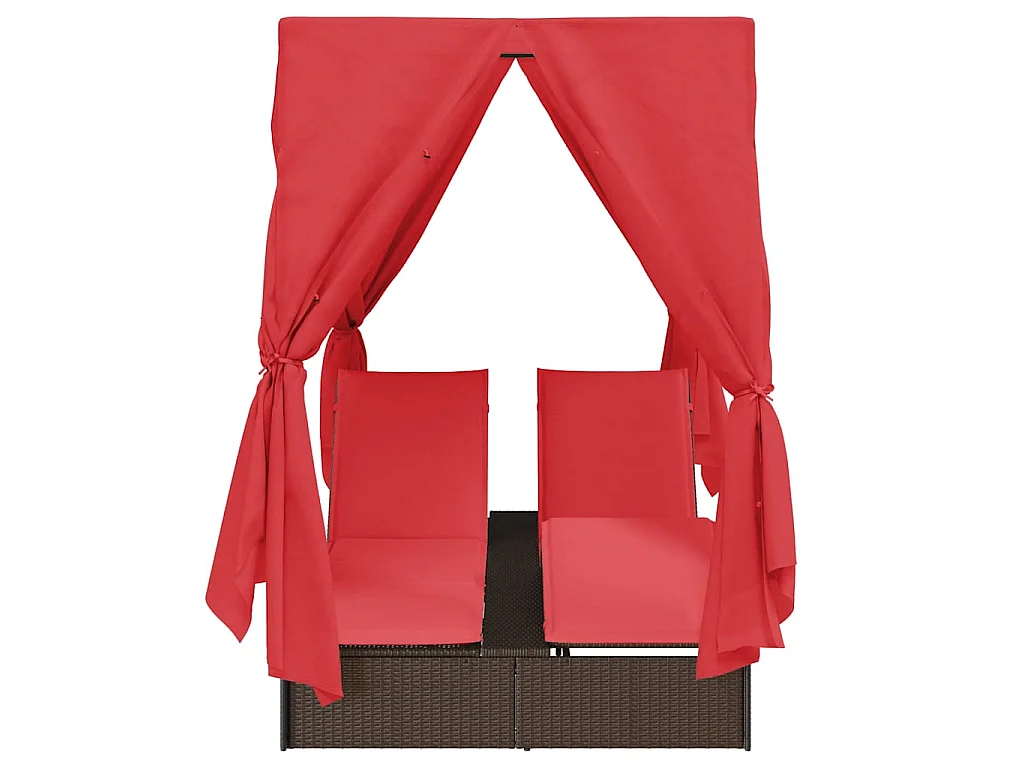 Dubbele ligbed Verstelbaar Rood 205 x 129 x 200 cm poly rattan