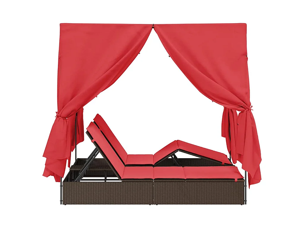 Dubbele ligbed Verstelbaar Rood 205 x 129 x 200 cm poly rattan