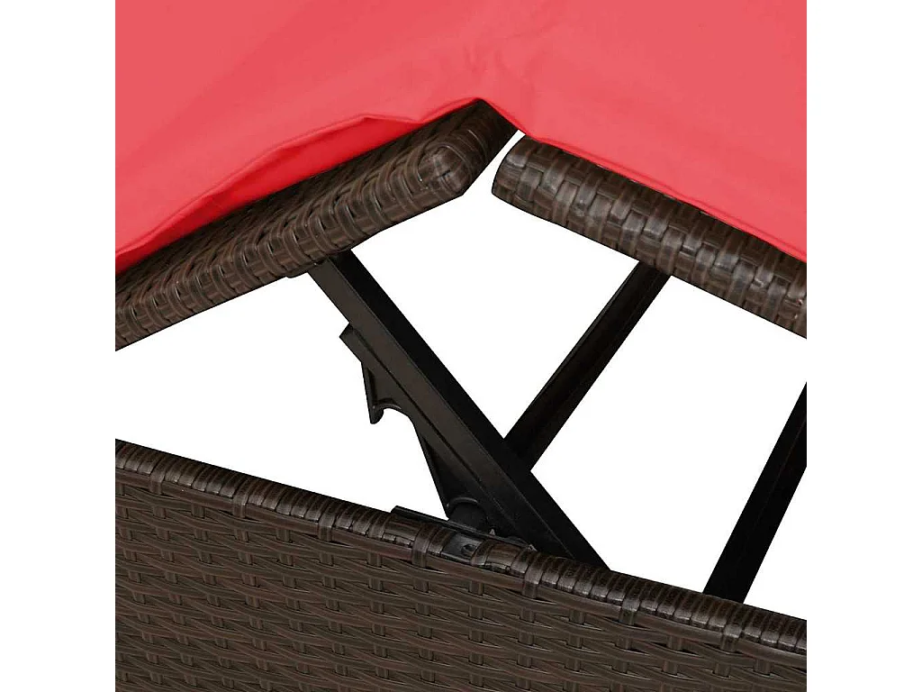 Dubbele ligbed Verstelbaar Rood 205 x 129 x 200 cm poly rattan