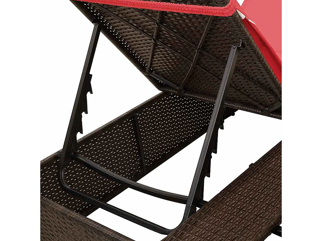 Dubbele ligbed Verstelbaar Rood 205 x 129 x 200 cm poly rattan