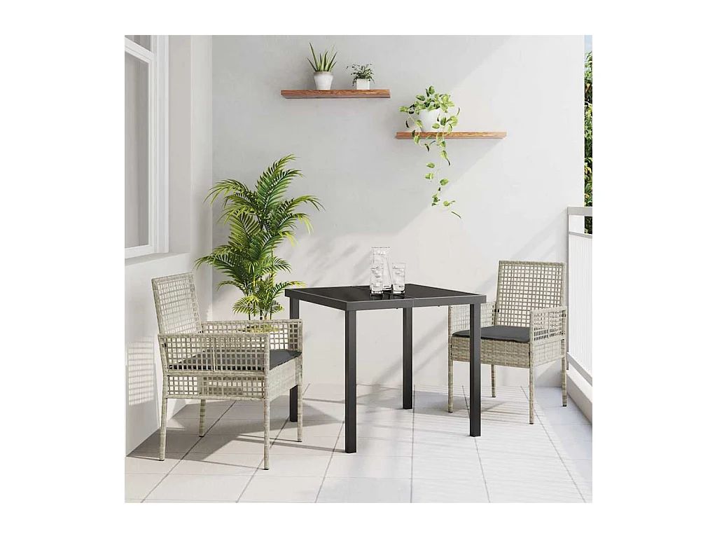 Ensemble de salle à manger pour jardin 3 pcs Gris clair