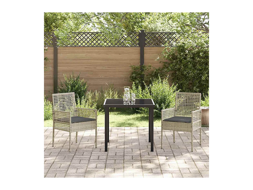 Ensemble de salle à manger pour jardin 3 pcs Gris clair