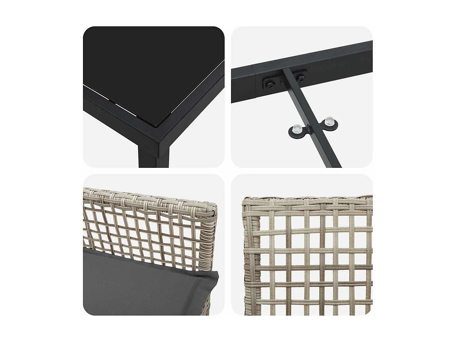 Ensemble de salle à manger pour jardin 3 pcs Gris clair