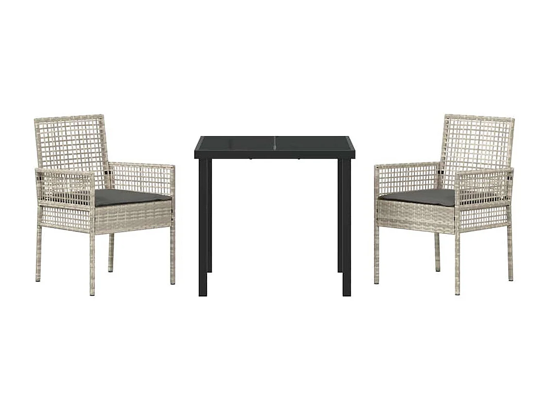 Ensemble de salle à manger pour jardin 3 pcs Gris clair