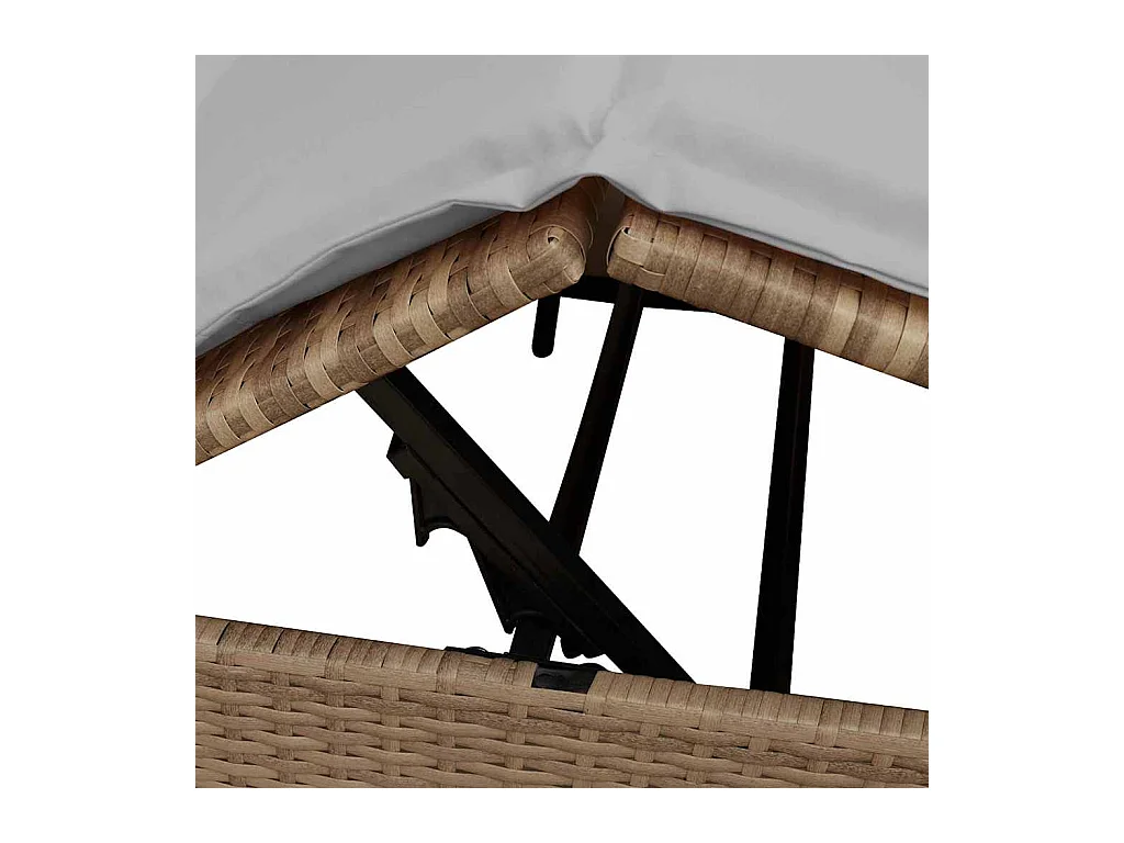 Dubbele Zonnebed met Dak Beige 205 x 129 x 200 cm PE riet