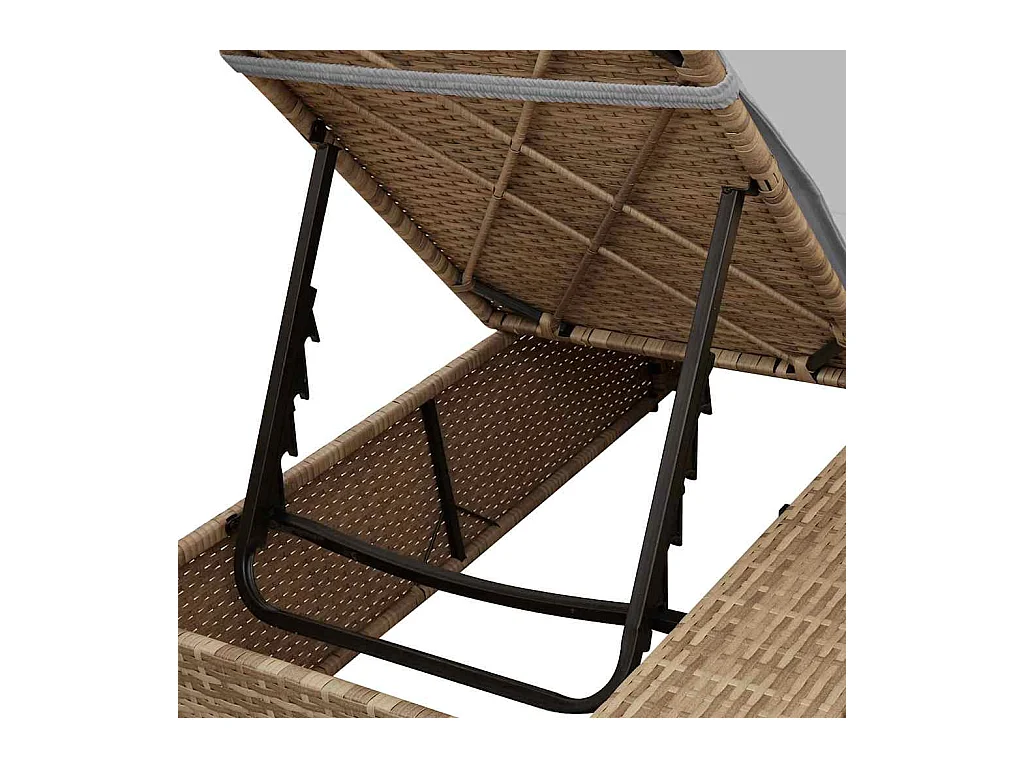 Dubbele Zonnebed met Dak Beige 205 x 129 x 200 cm PE riet