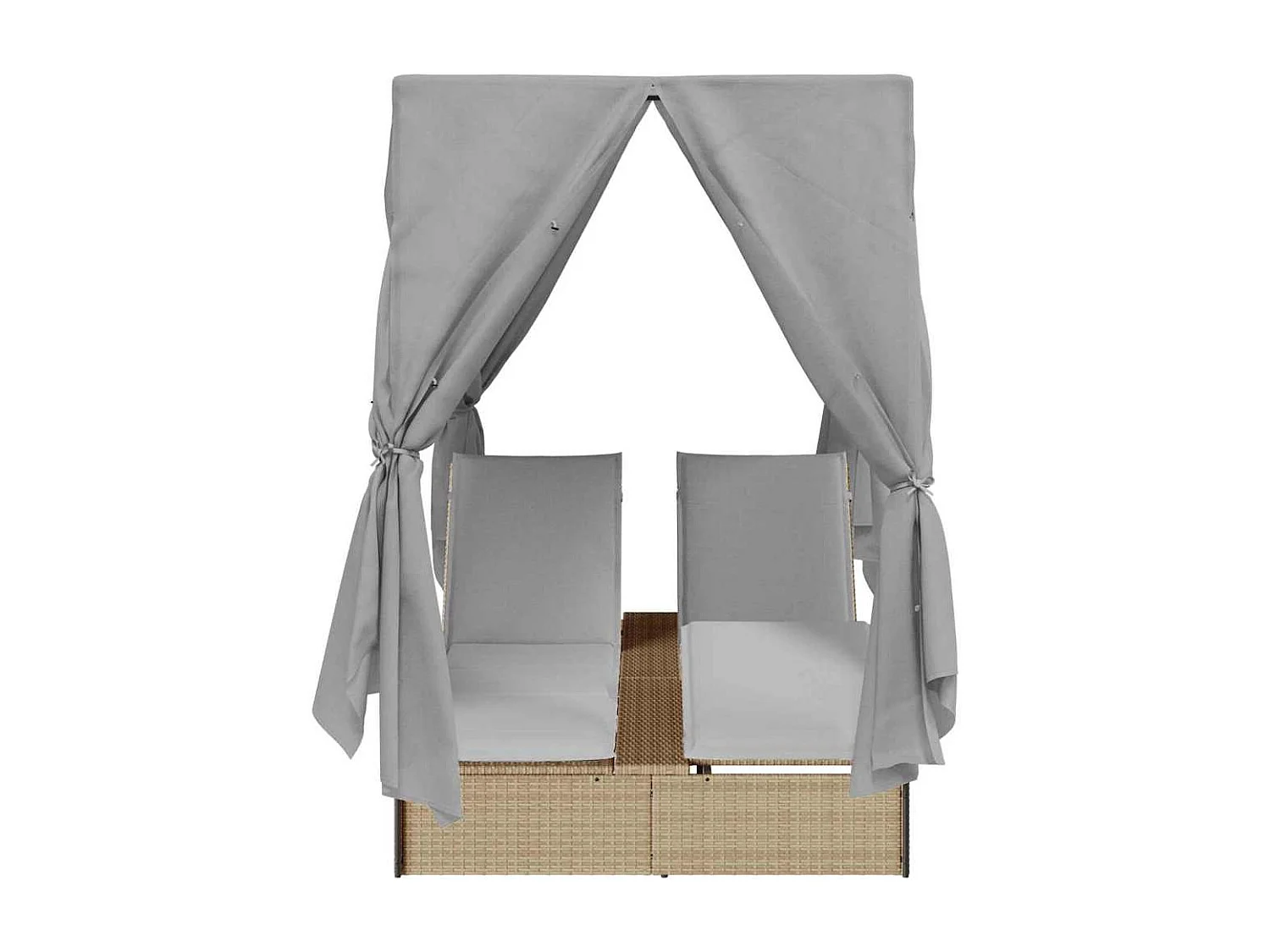 Doppelte Sonnenliege mit Dach Beige 205 x 129 x 200 cm
