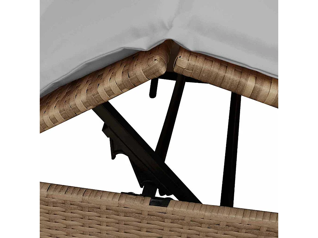 Doppelte Sonnenliege mit Dach Beige 205 x 129 x 200 cm