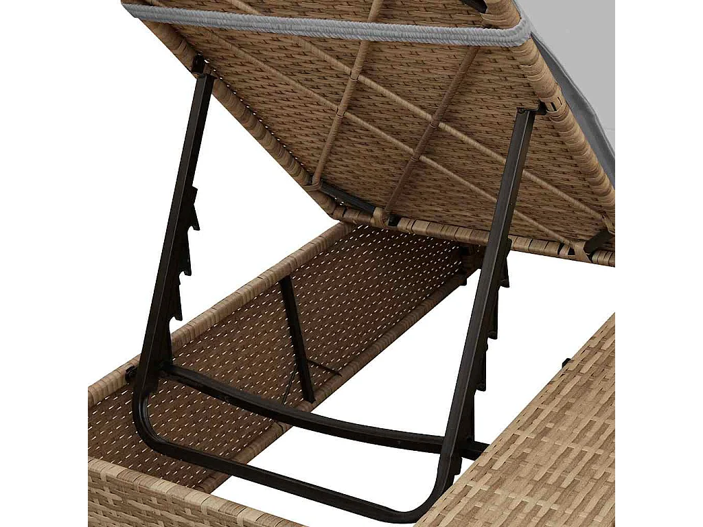 Doppelte Sonnenliege mit Dach Beige 205 x 129 x 200 cm