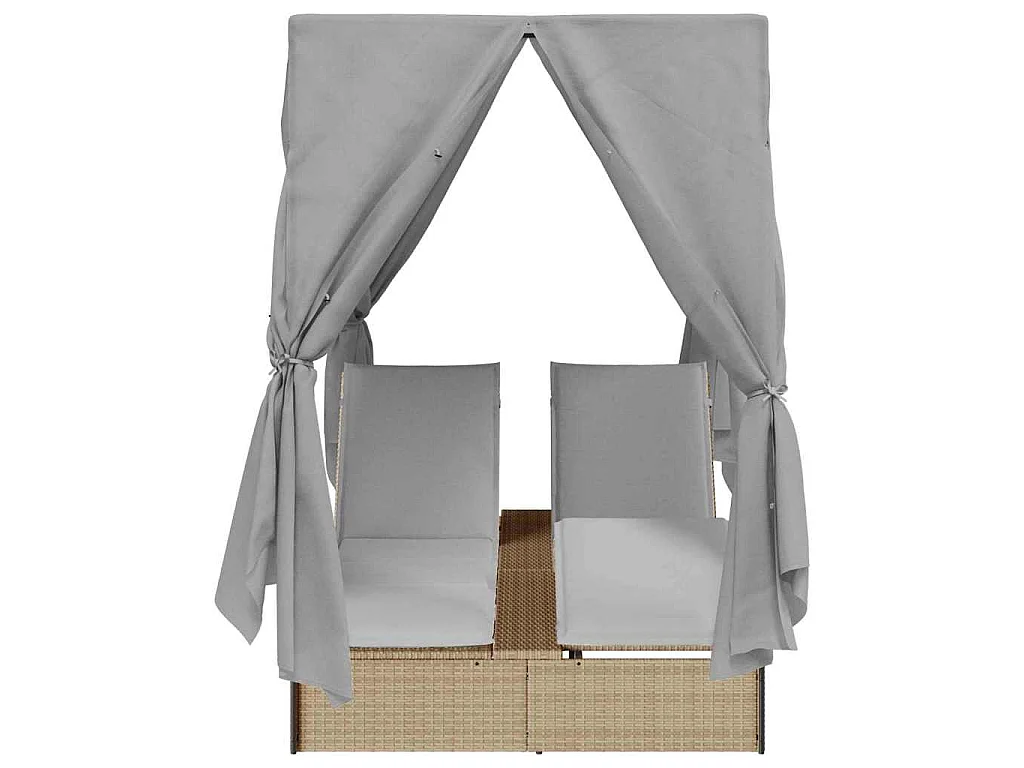 Dubbele ligbed Grijs poly rattan