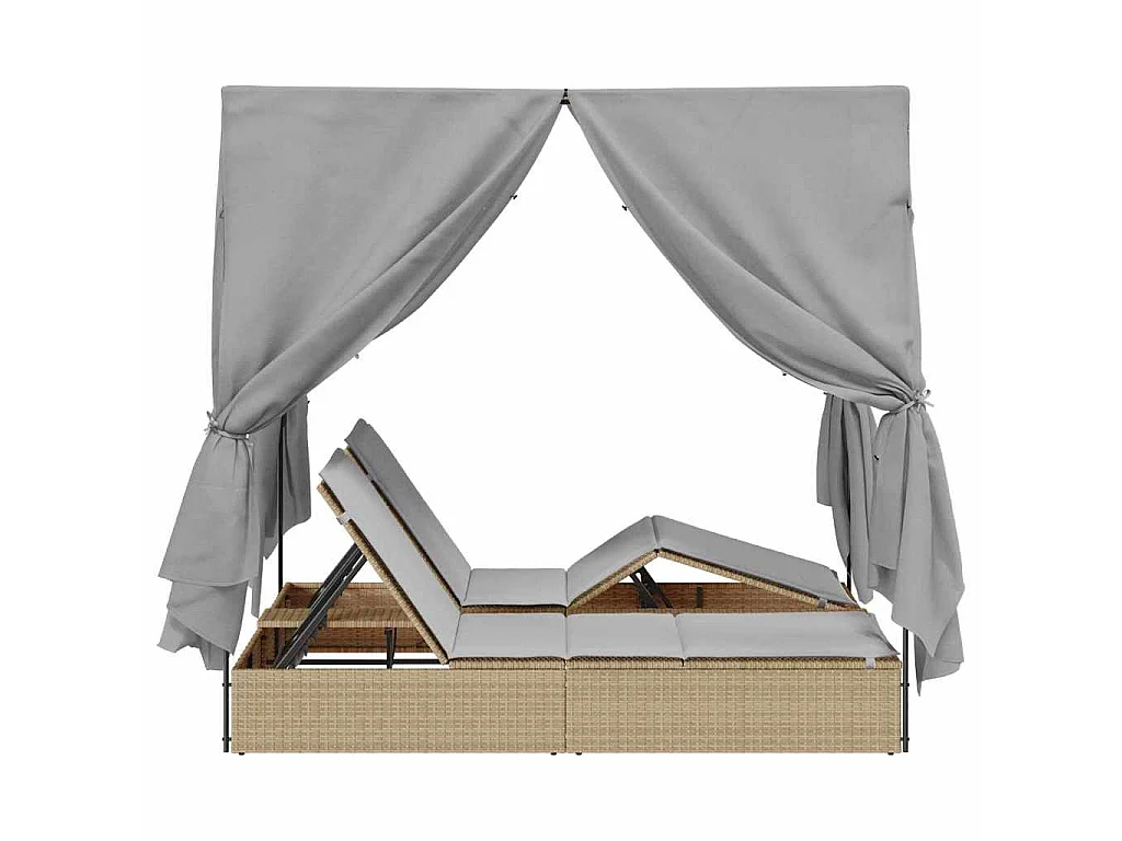 Dubbele ligbed Grijs poly rattan
