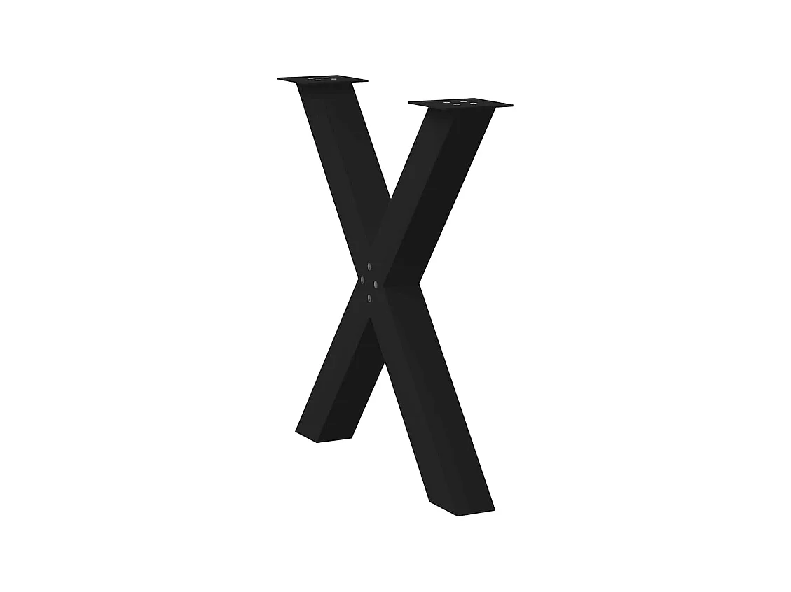 Pieds de table à manger en forme de X, 3 pièces, noir, 80 x (72-73) cm, acier