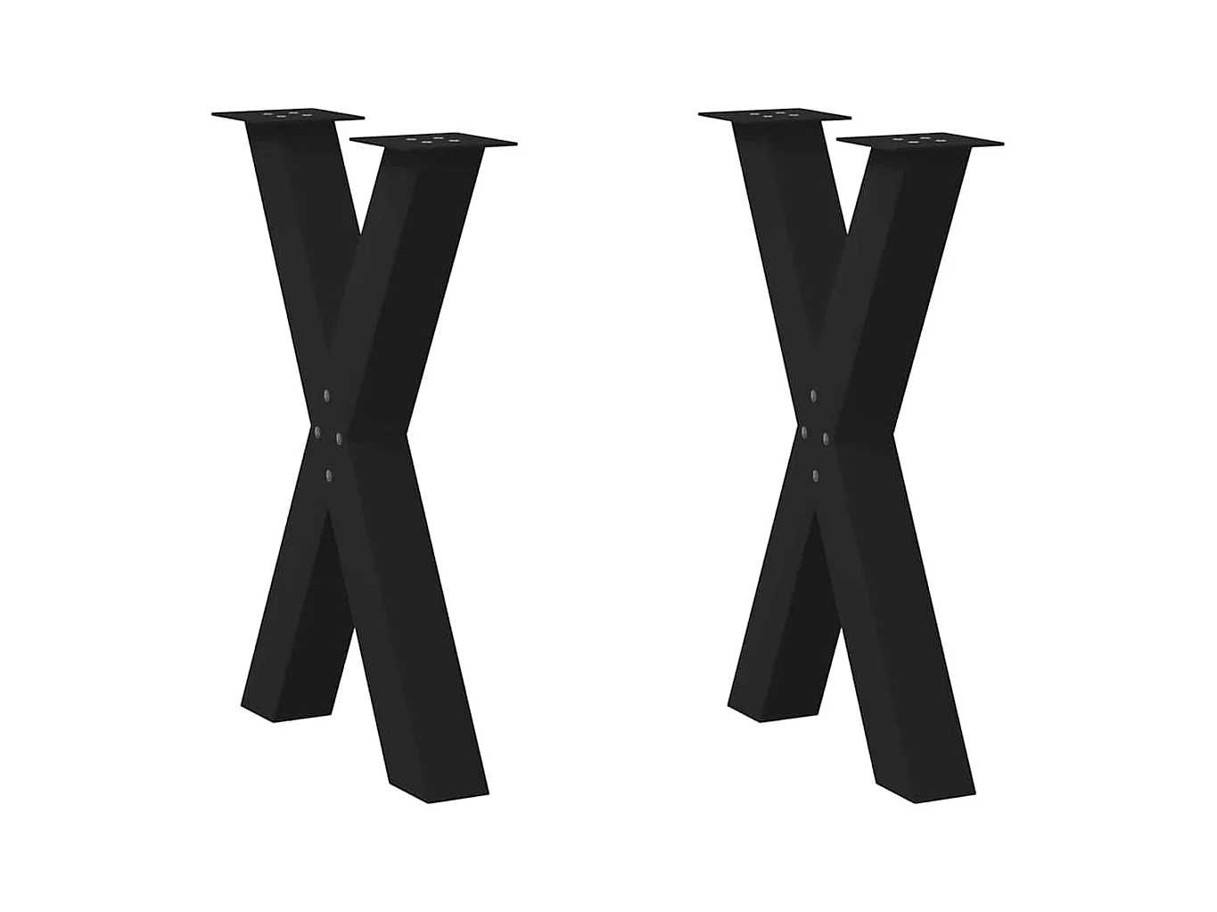 Pieds de table à manger en forme de X, 2 pièces, noir, 50 x (72-73) cm, acier