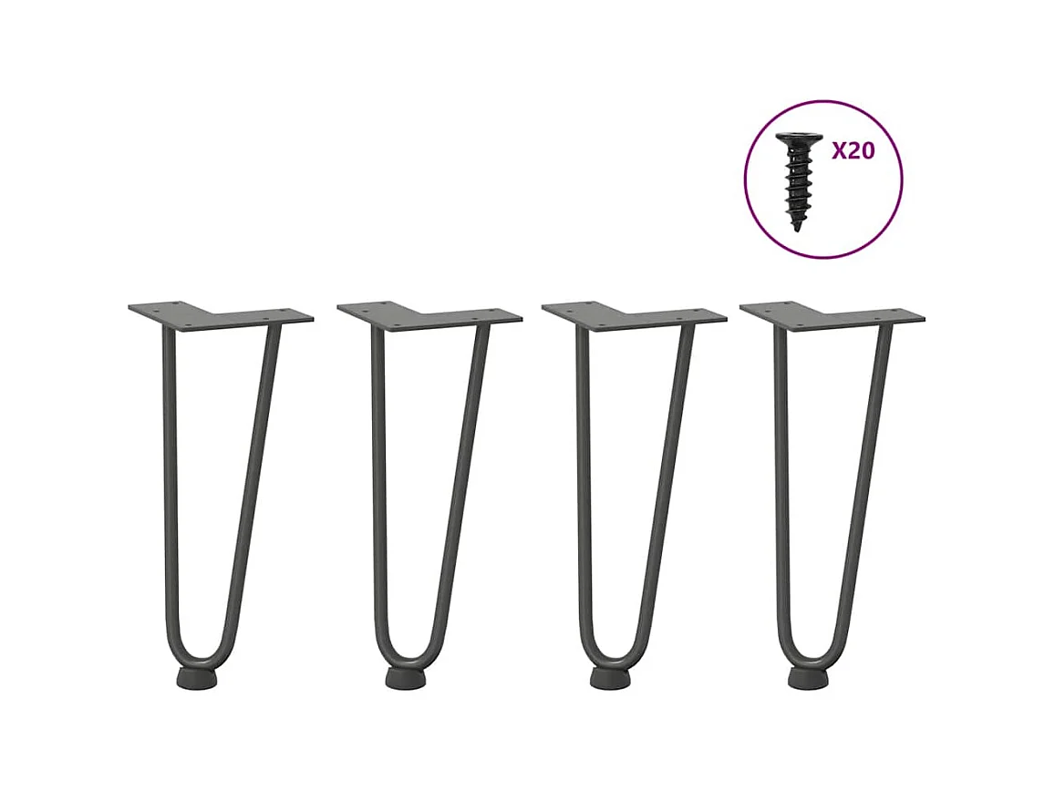 Pieds en épingle à cheveux pour table basse 4 pièces Anthracite 30 cm Acier massif
