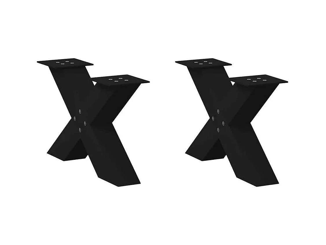 Pieds de table basse en forme de X, 2 pièces, noir, 60 x (30-31) cm, acier