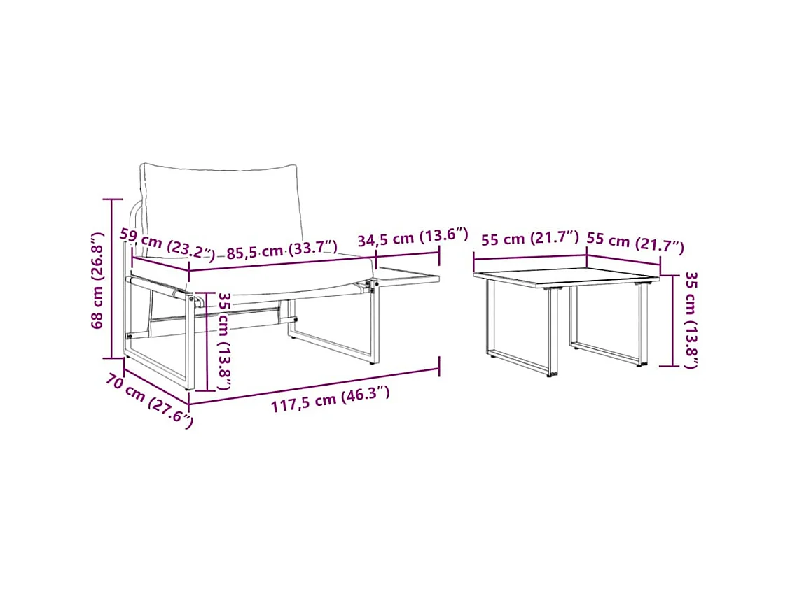 Ensemble de canapé de jardin 2 pcs Taupe Acier