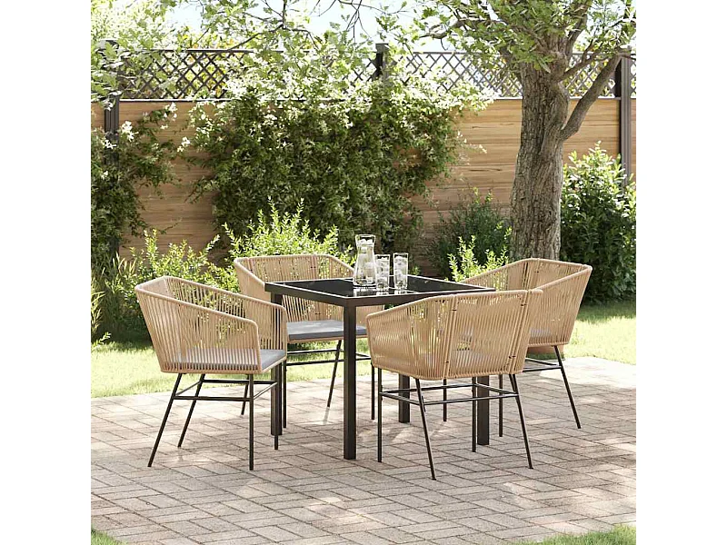 Garten Essgruppe 5 pcs Braun Poly Rattan