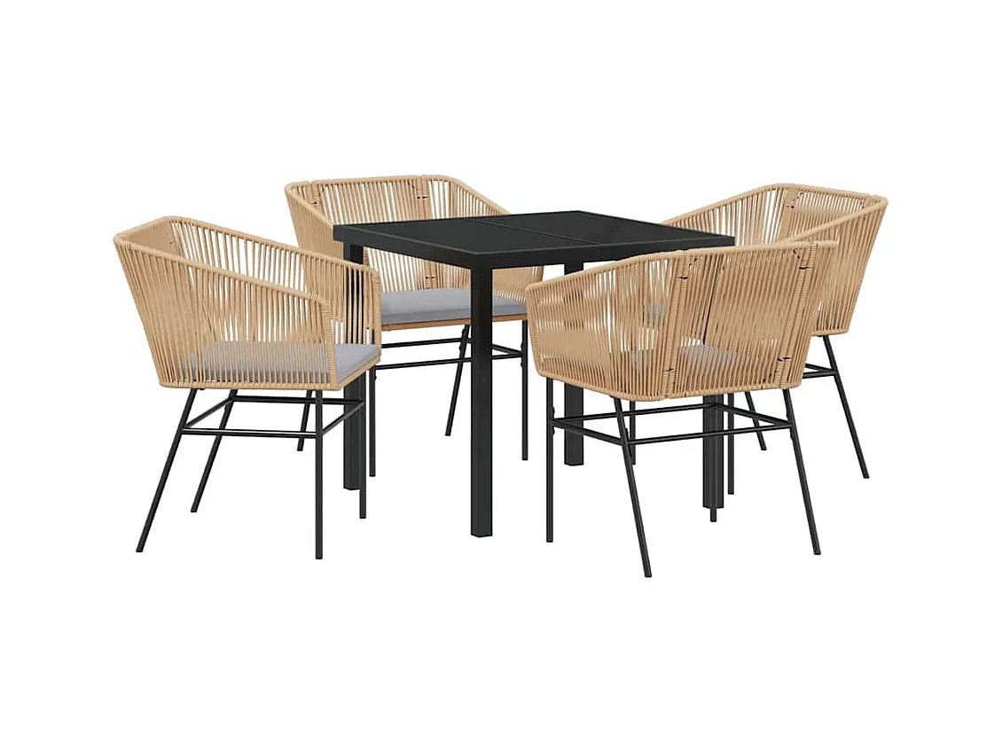 Ensemble de salle à manger pour jardin 5 pcs Marron Poly rotin