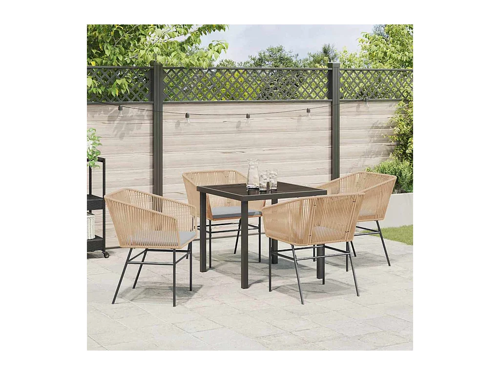 Ensemble de salle à manger pour jardin 5 pcs Marron Poly rotin