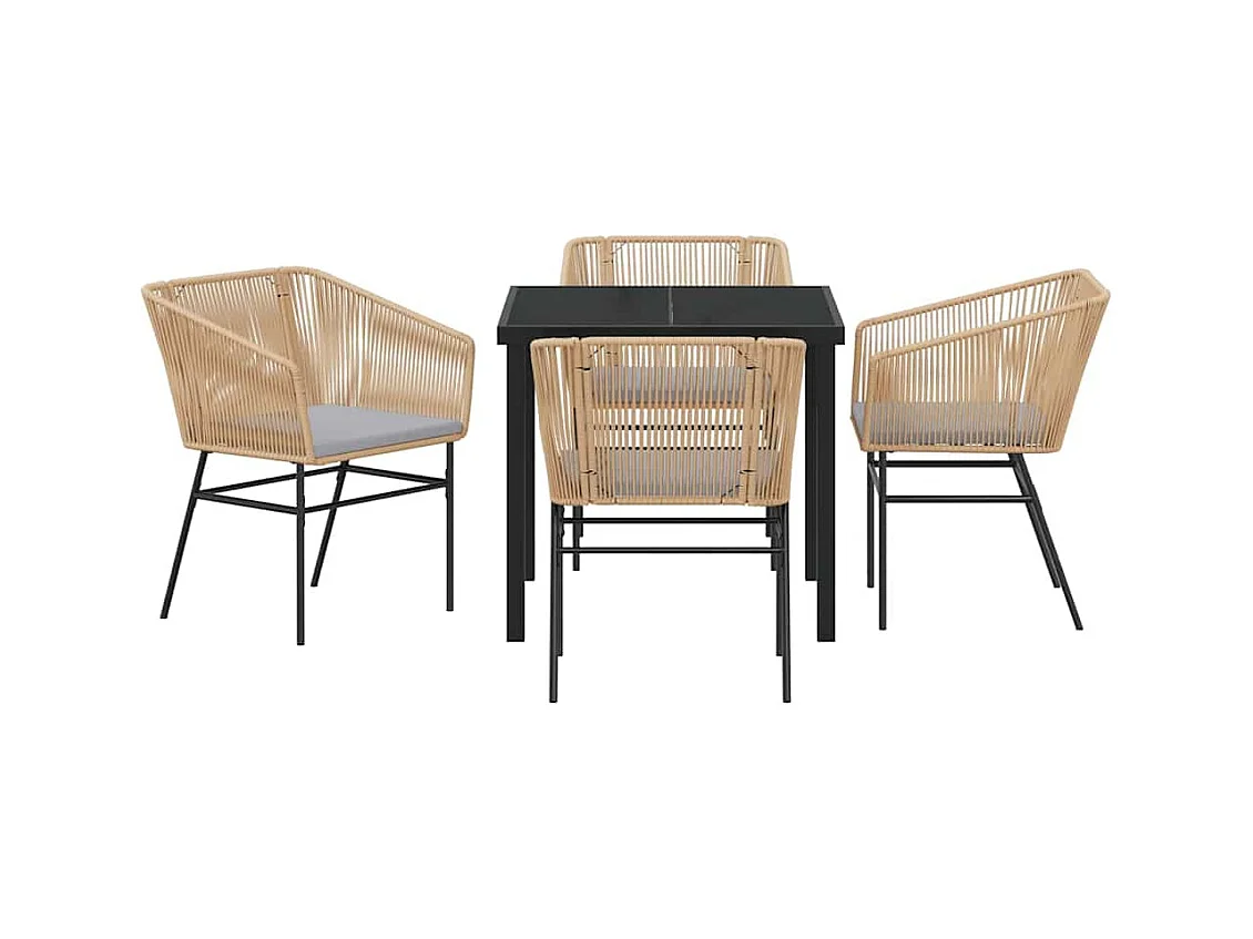 Ensemble de salle à manger pour jardin 5 pcs Marron Poly rotin