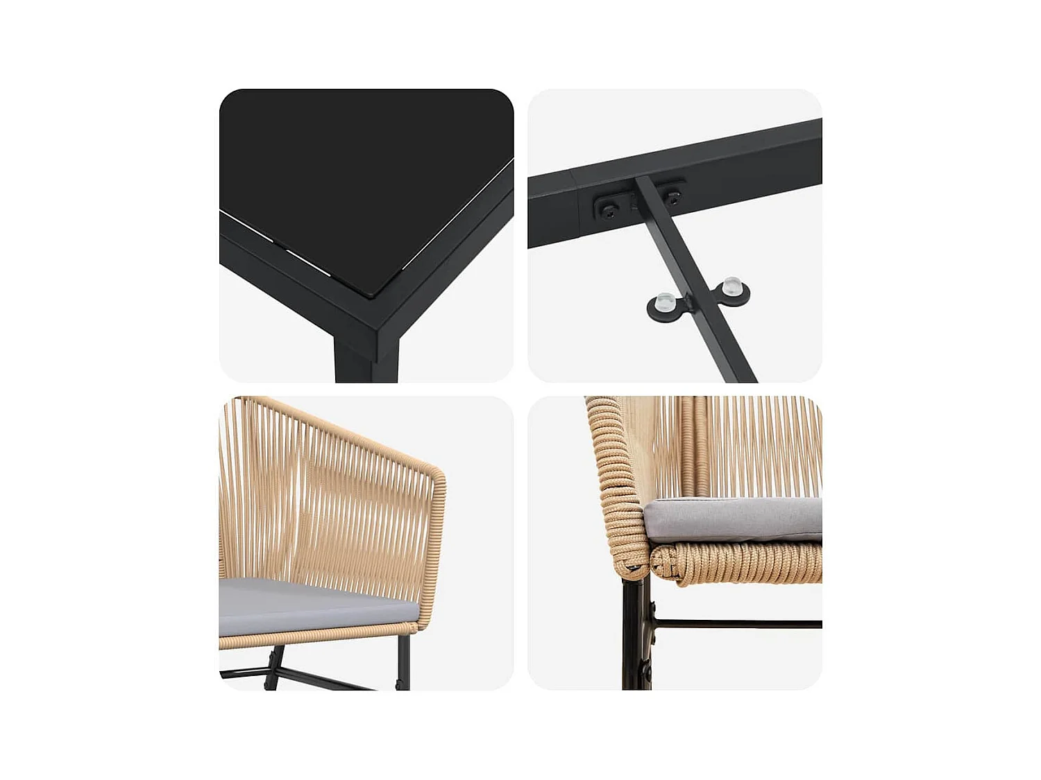 Ensemble de salle à manger pour jardin 5 pcs Marron Poly rotin