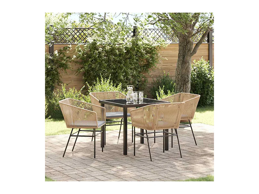 Set da Pranzo per Giardino 5 pcs Marrone Poly Rattan