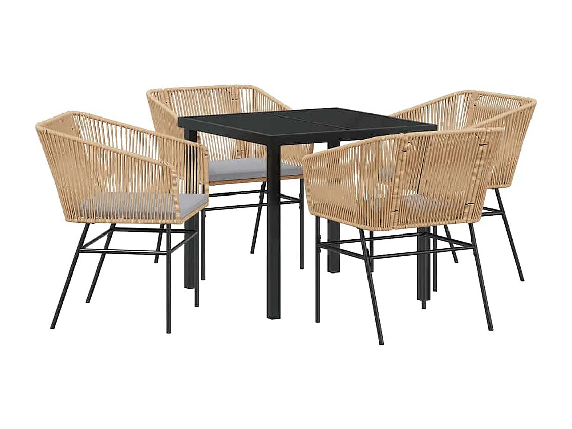Ensemble de salle à manger pour jardin 5 pcs Marron Poly rotin