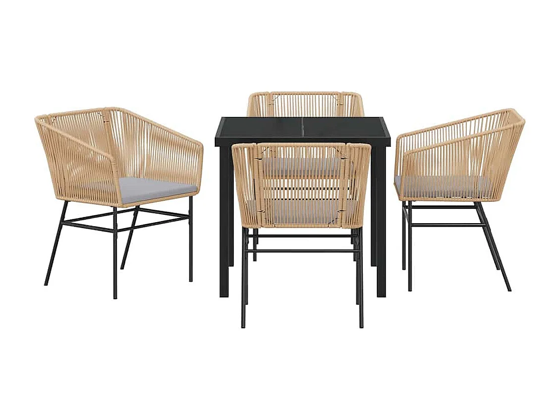 Ensemble de salle à manger pour jardin 5 pcs Marron Poly rotin