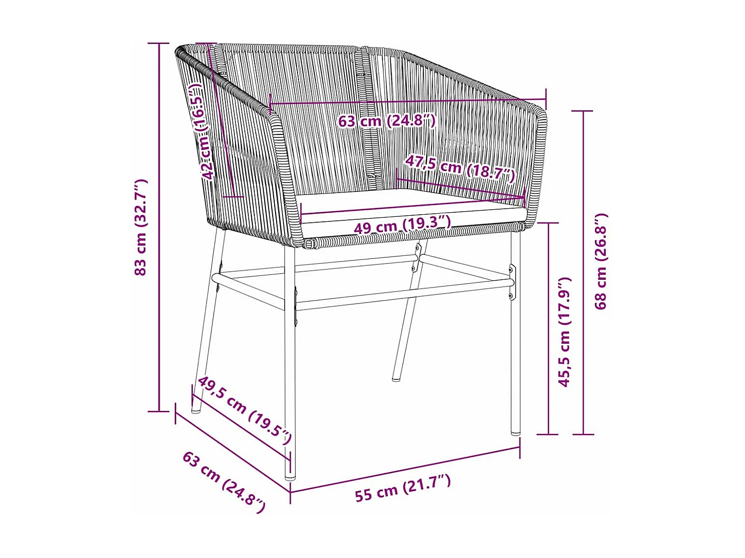Ensemble de salle à manger pour jardin 5 pcs Marron Poly rotin
