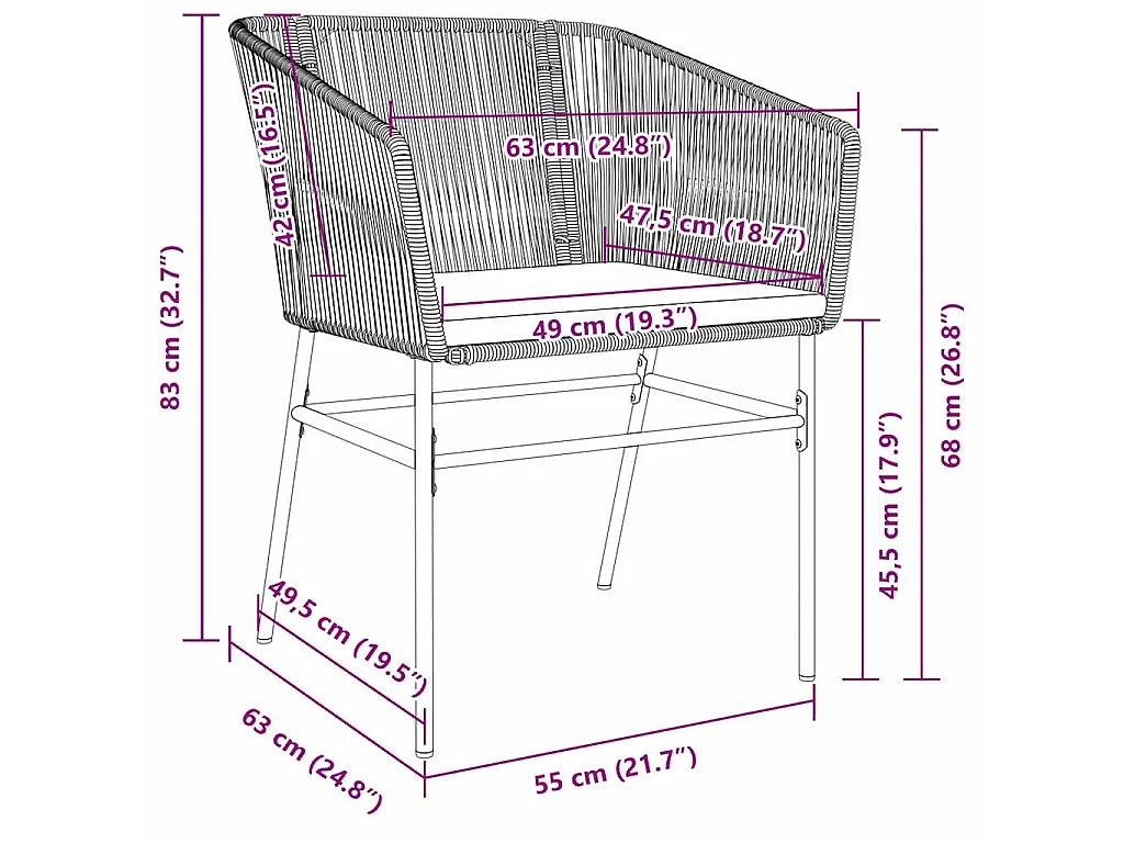 Tuin eettafelset met kussen 5 pcs Bruin Gepoedercoat staal
