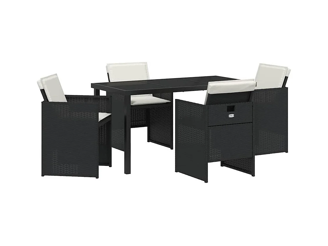 Garten Essgruppe 5 pcs Schwarz Poly-Rattan