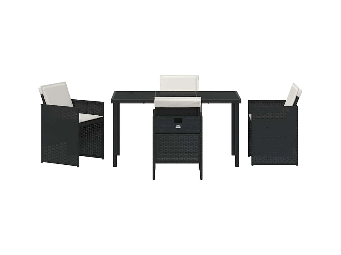 Garten Essgruppe 5 pcs Schwarz Poly-Rattan