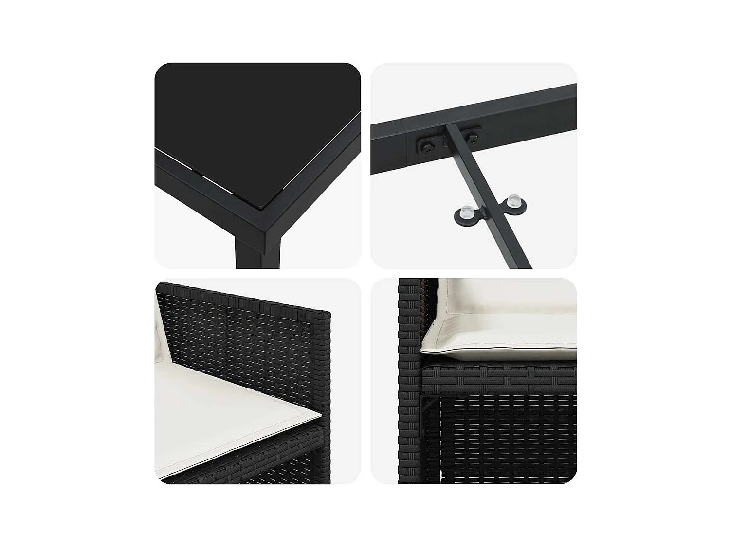 Garten Essgruppe 5 pcs Schwarz Poly-Rattan