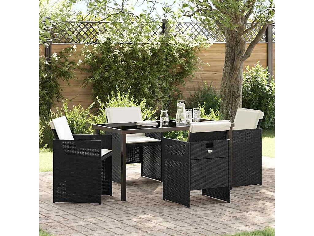 Ensemble de salle à manger pour jardin 5 pcs Noir polyrotin