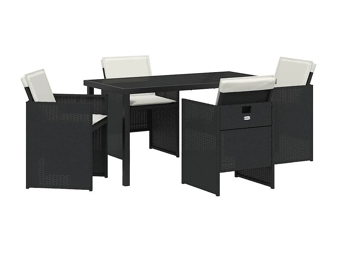 Ensemble de salle à manger pour jardin 5 pcs Noir polyrotin