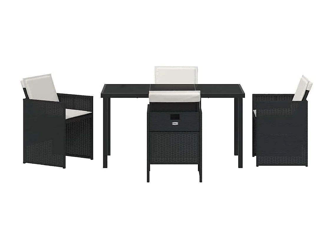 Ensemble de salle à manger pour jardin 5 pcs Noir polyrotin