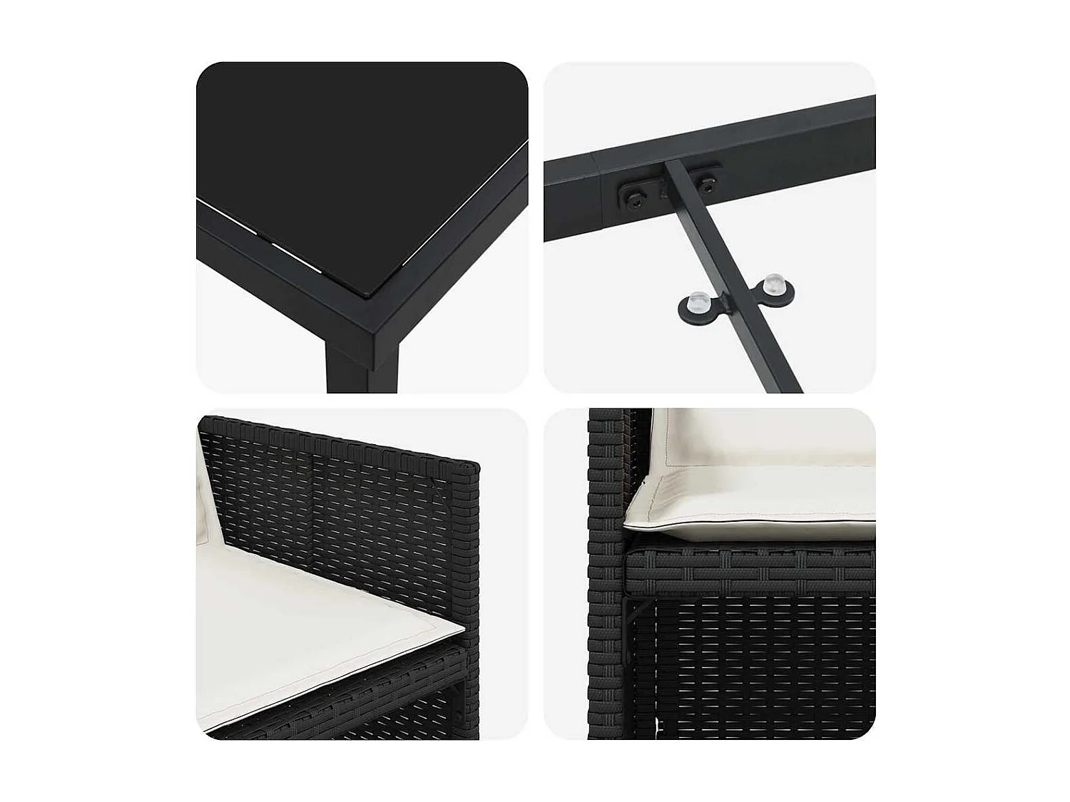 Ensemble de salle à manger pour jardin 5 pcs Noir polyrotin