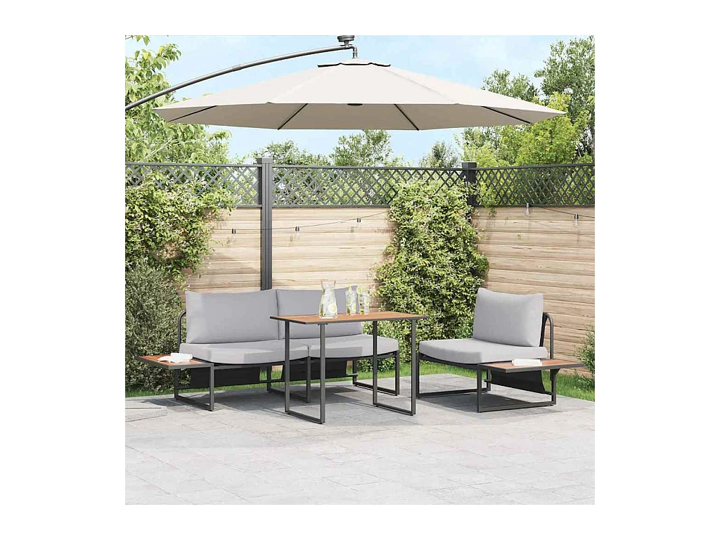 Ensemble de salle à manger pour jardin 3 pcs Gris clair Acier