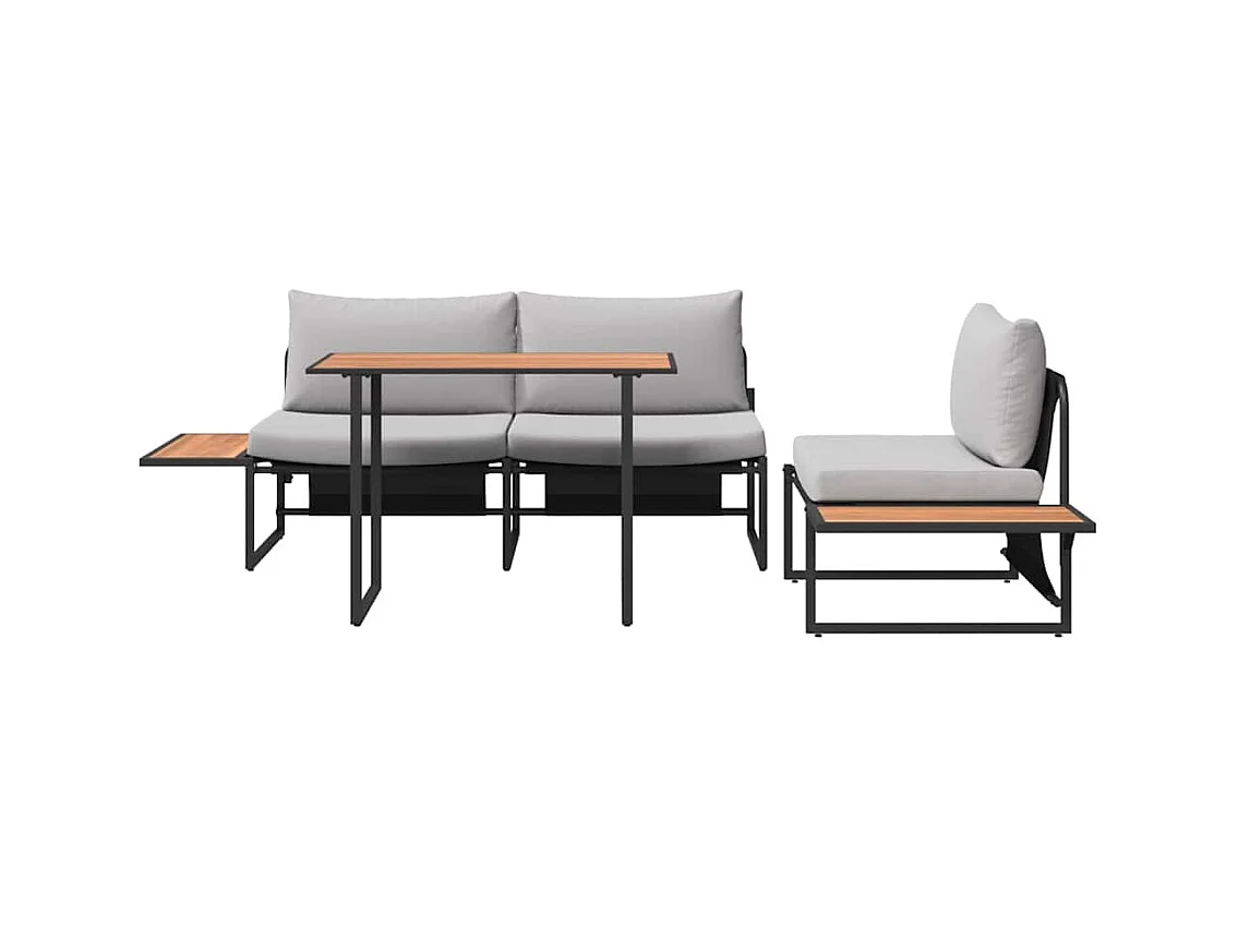 Ensemble de salle à manger pour jardin 3 pcs Gris clair Acier