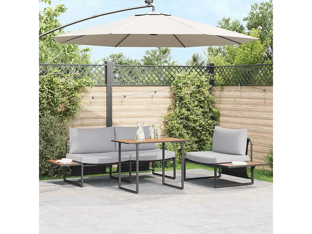 Ensemble de salle à manger pour jardin 3 pcs Gris clair Acier