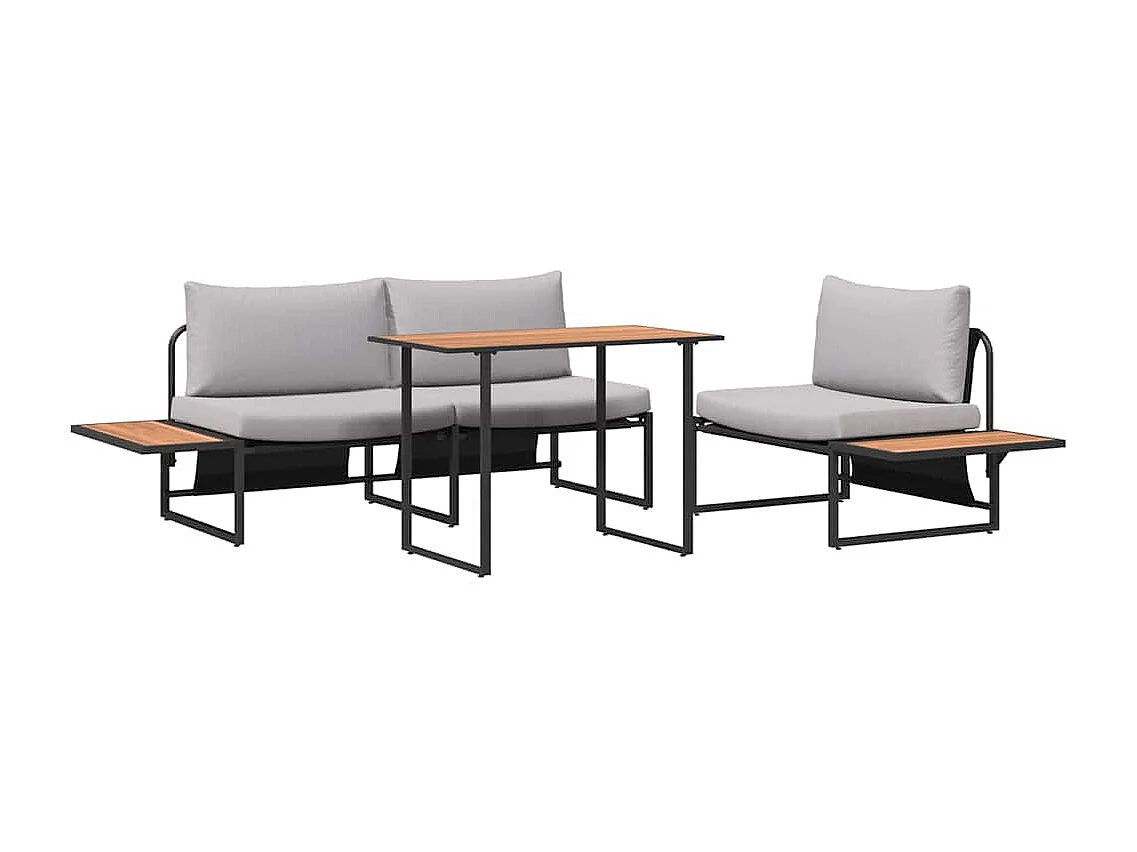 Ensemble de salle à manger pour jardin 3 pcs Gris clair Acier