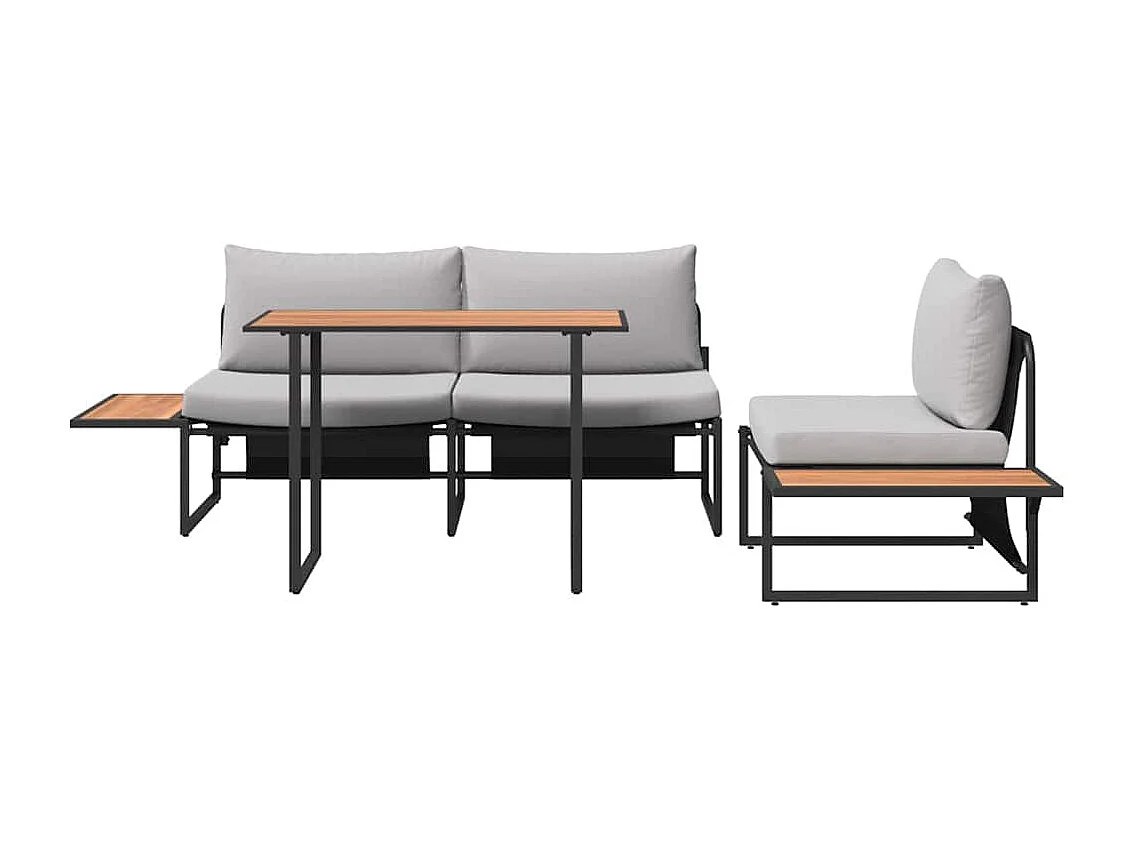 Ensemble de salle à manger pour jardin 3 pcs Gris clair Acier