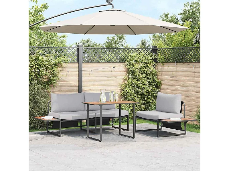Tuin Eetset 3 pcs Lichtgrijs Staal