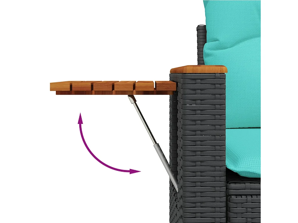 Salon de jardin 9 pcs avec coussins noir résine tressée