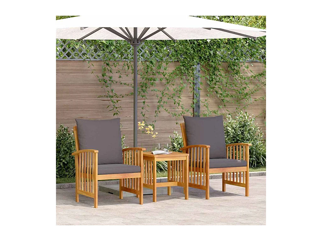 Set Divano da Giardino 3 pcs Marrone legno massello di acacia
