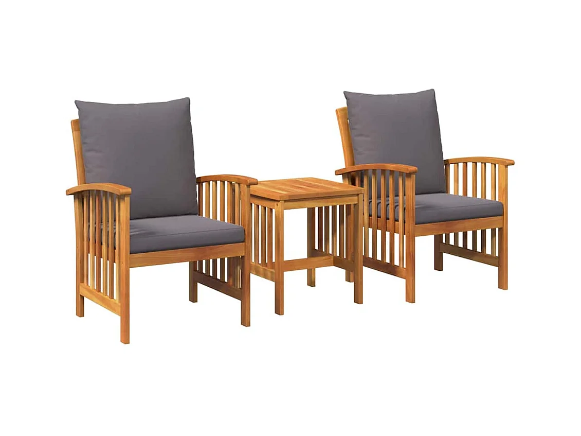 Set Divano da Giardino 3 pcs Marrone legno massello di acacia